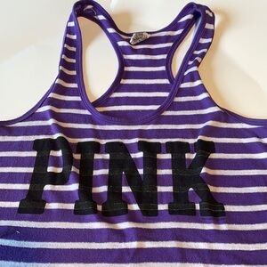 Purple Striped Tank Top PINK size small racerback cotton